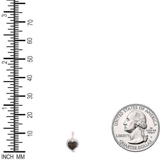 0.22 Ctw Natural Diamond Brown Heart Pendant in 10k Rose Gold