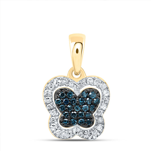 0.19 Ctw Natural Diamond Green Butterfly Pendant in 10k Yellow Gold