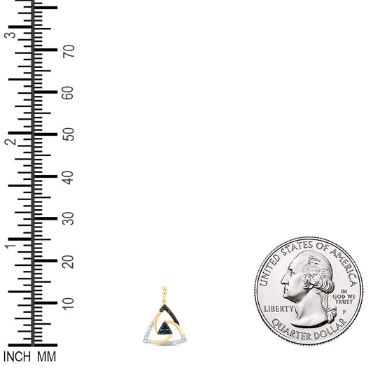 0.23 Ctw Natural Diamond Brown Celtic Center Black Pendant in 10k Yellow Gold