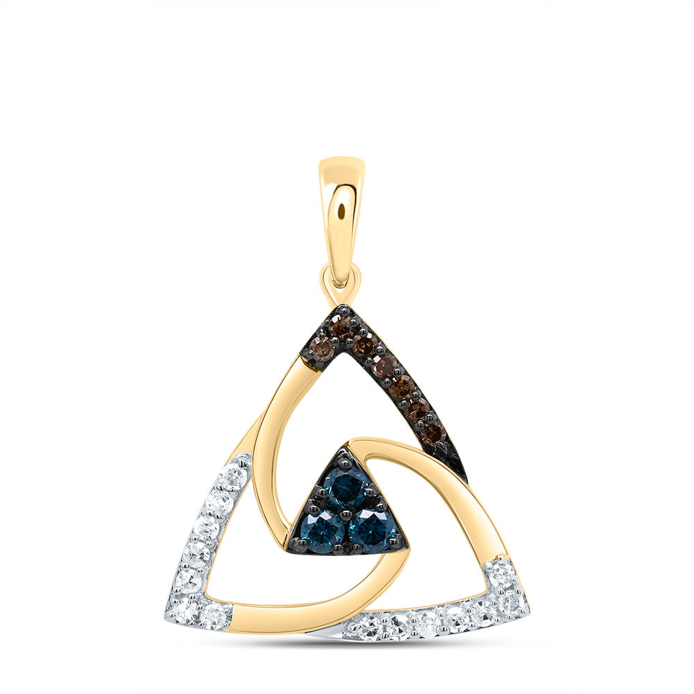 0.23 Ctw Natural Diamond Brown Celtic Center Black Pendant in 10k Yellow Gold