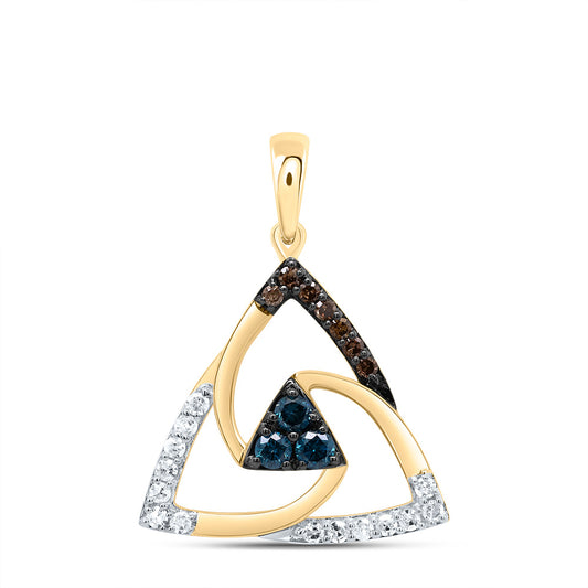 0.23 Ctw Natural Diamond Brown Celtic Center Black Pendant in 10k Yellow Gold