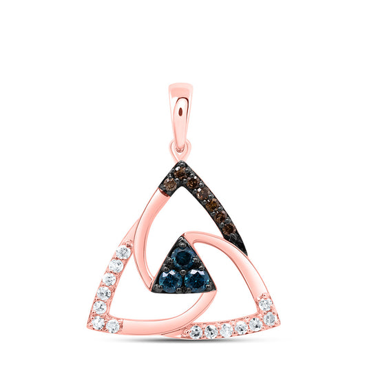 0.23 Ctw Natural Diamond Brown Celtic Center Black Pendant in 10k Rose Gold