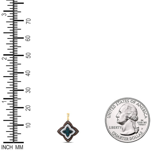 0.76 Ctw Natural Diamond quatrefoil-shaped Pendant in 10k Yellow Gold