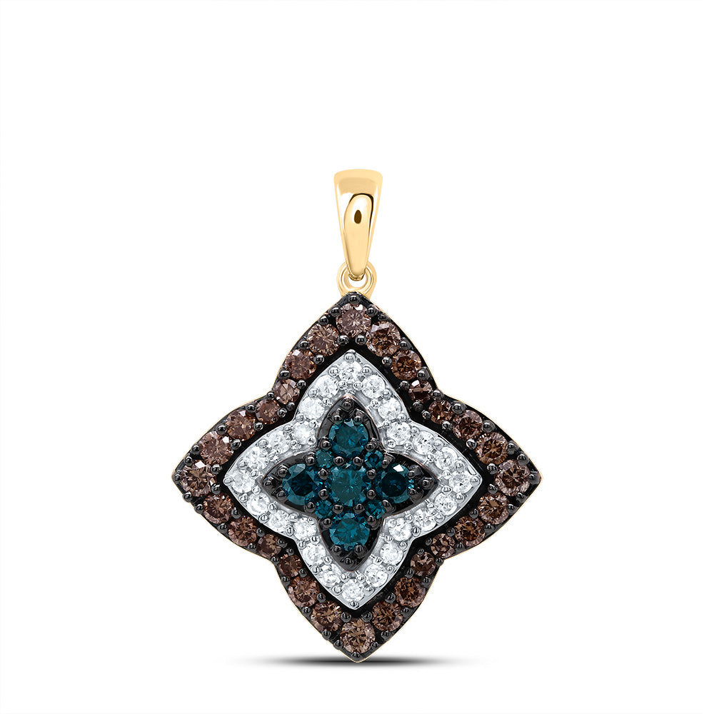 0.76 Ctw Natural Diamond quatrefoil-shaped Pendant in 10k Yellow Gold