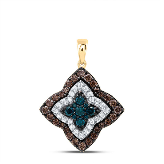0.76 Ctw Natural Diamond quatrefoil-shaped Pendant in 10k Yellow Gold