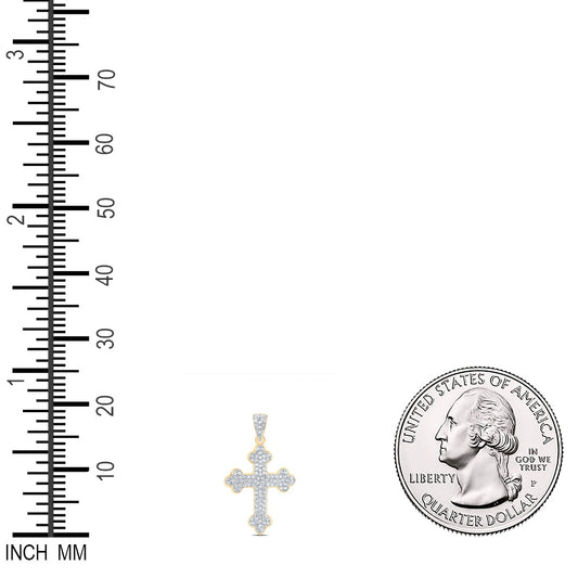0.25 Ctw Natural Diamond Hiphop Cross Religious Pendant in 10k Yellow Gold