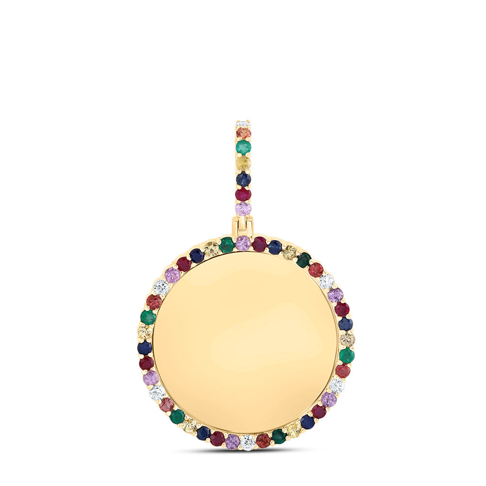 1.84 Ctw Natural Diamond Multi Color Memory Picture Frame Pendant in 10k Yellow Gold