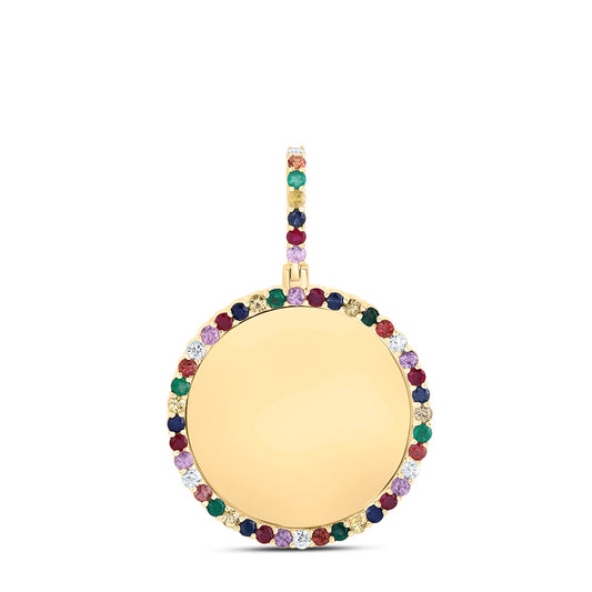 1.84 Ctw Natural Diamond Multi Color Memory Picture Frame Pendant in 10k Yellow Gold