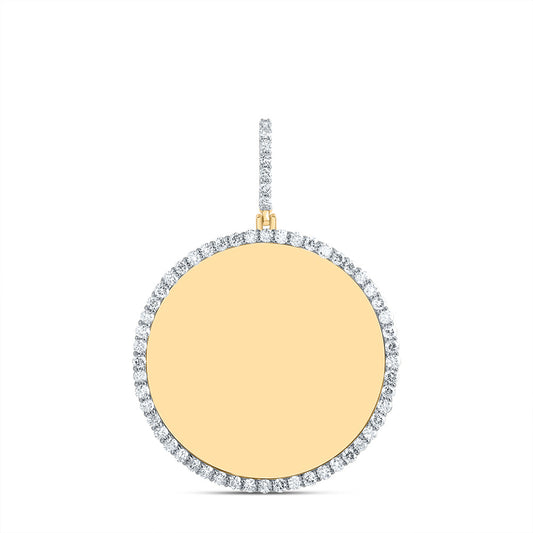 1.91 Ctw Natural Diamond Round Circular Memory Picture Frame Pendant in 10k Yellow Gold