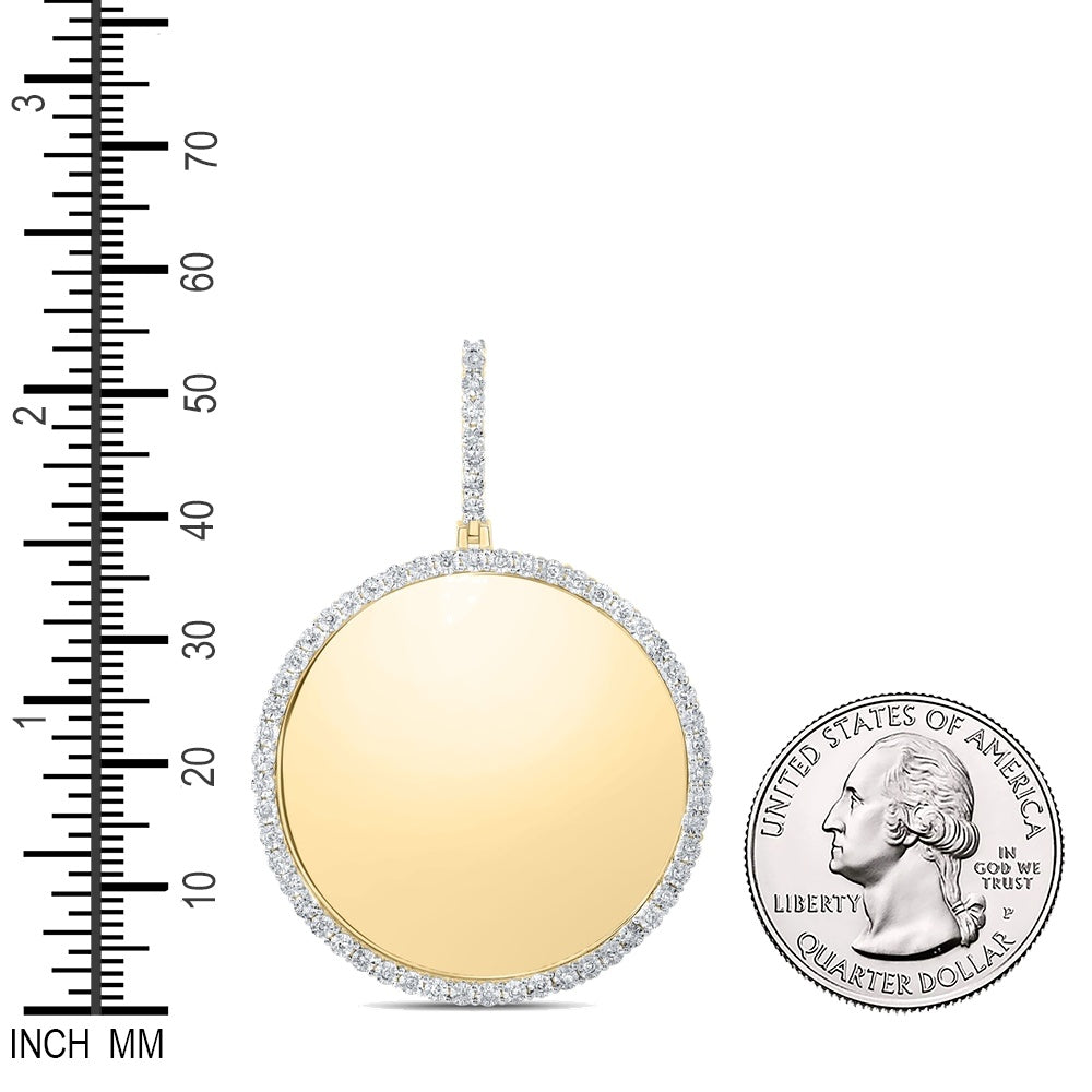 0.24 Ctw Natural Diamond Round Circular Memory Picture Frame Pendant in 10k Yellow Gold