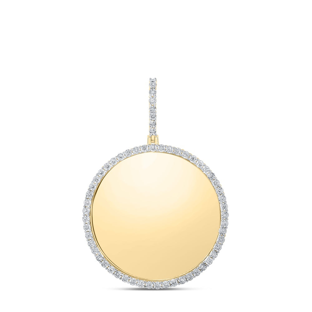 0.24 Ctw Natural Diamond Round Circular Memory Picture Frame Pendant in 10k Yellow Gold