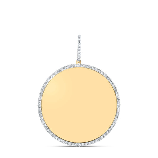 2.55 Ctw Natural Diamond Round Circular Memory Picture Frame Pendant in 10k Yellow Gold