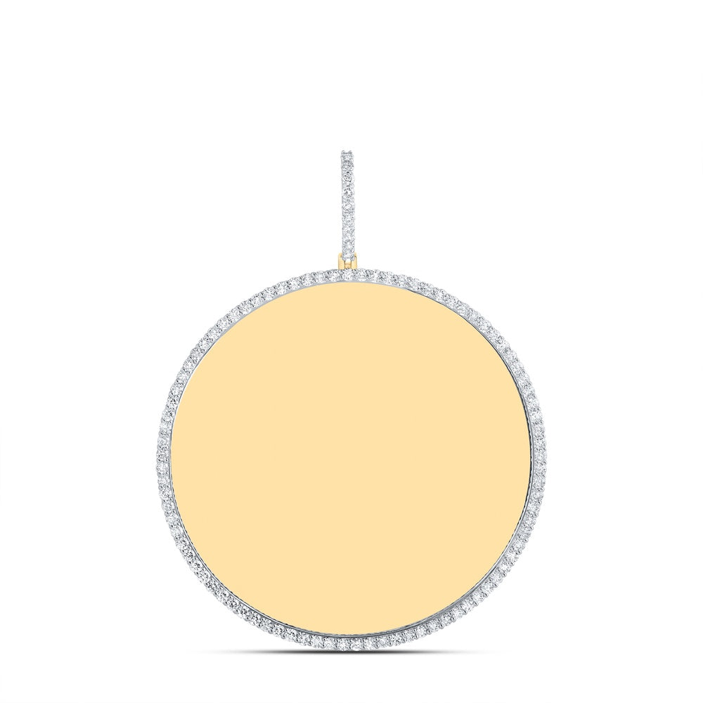 3.43 Ctw Natural Diamond Round Circular Memory Picture Frame Pendant in 10k Yellow Gold
