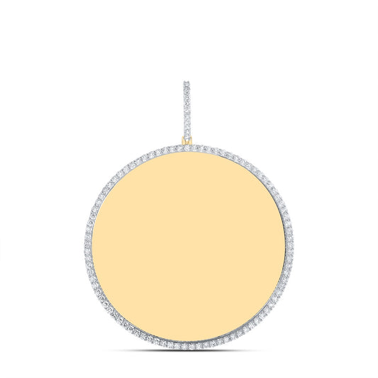 3.43 Ctw Natural Diamond Round Circular Memory Picture Frame Pendant in 10k Yellow Gold