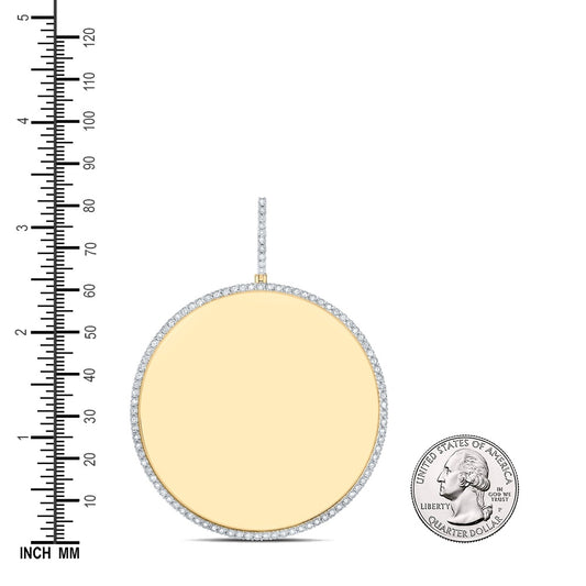 0.4 Ctw Natural Diamond Round Circular Memory Picture Frame Pendant in 10k Yellow Gold