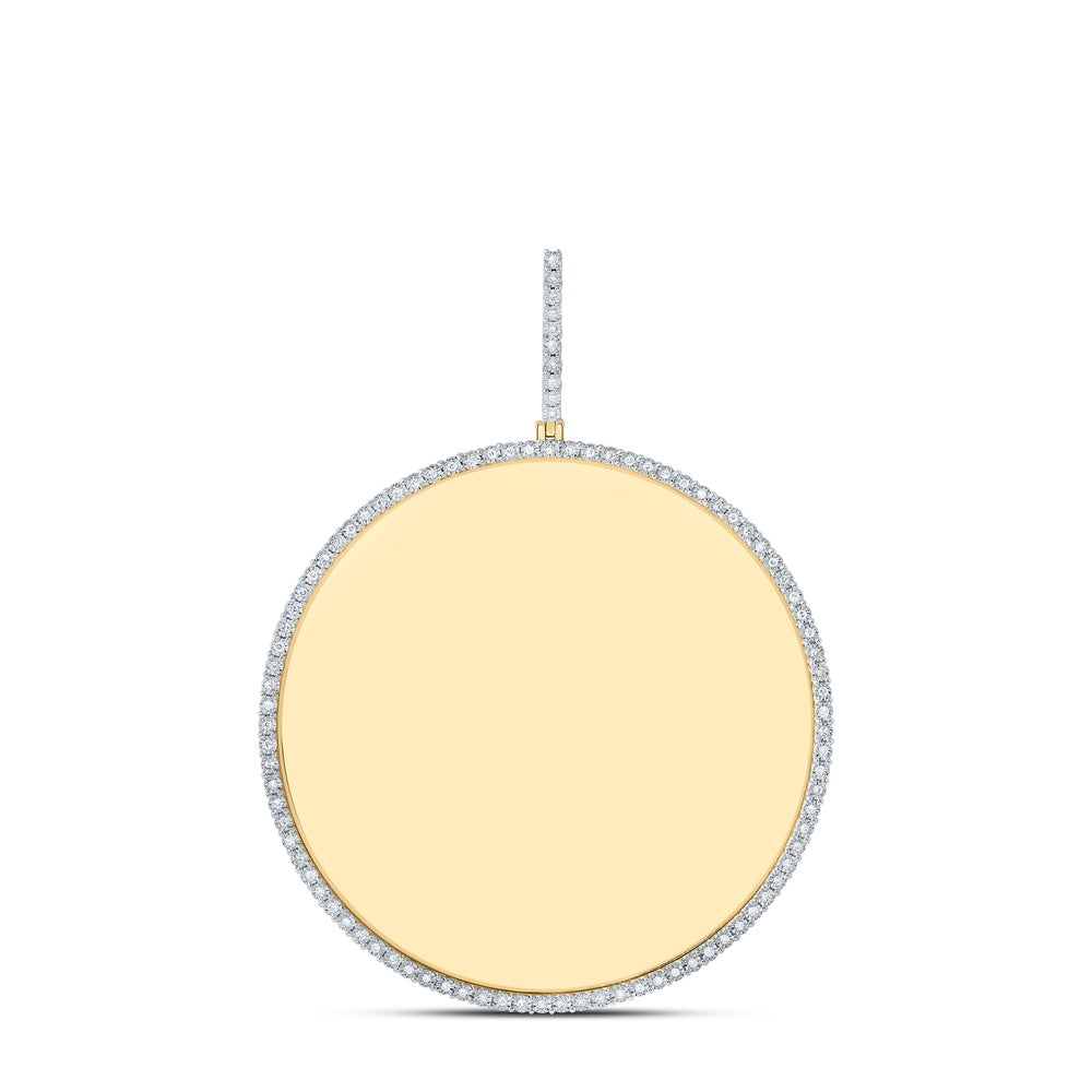 0.4 Ctw Natural Diamond Round Circular Memory Picture Frame Pendant in 10k Yellow Gold