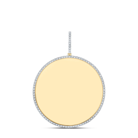 0.4 Ctw Natural Diamond Round Circular Memory Picture Frame Pendant in 10k Yellow Gold