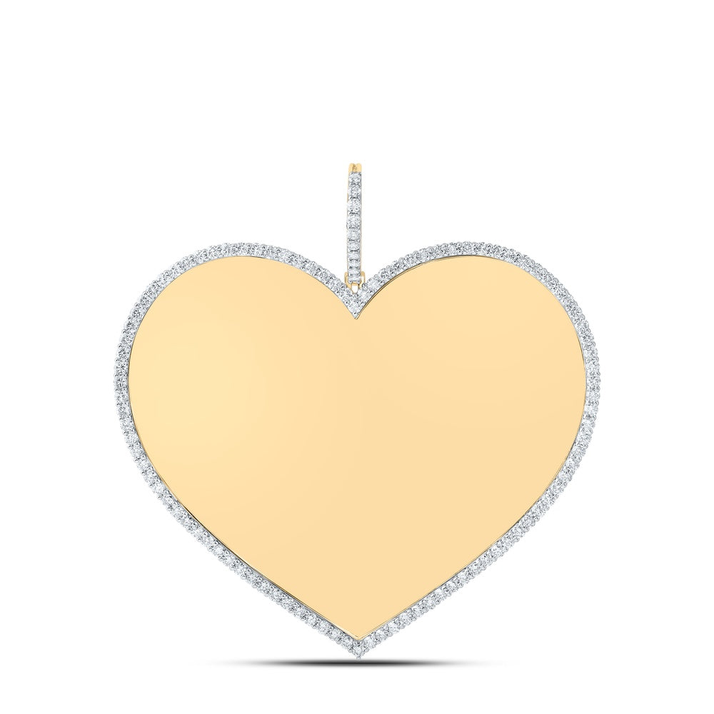 3.4 Ctw Natural Diamond Heart Memory Picture Frame Pendant in 10k Yellow Gold