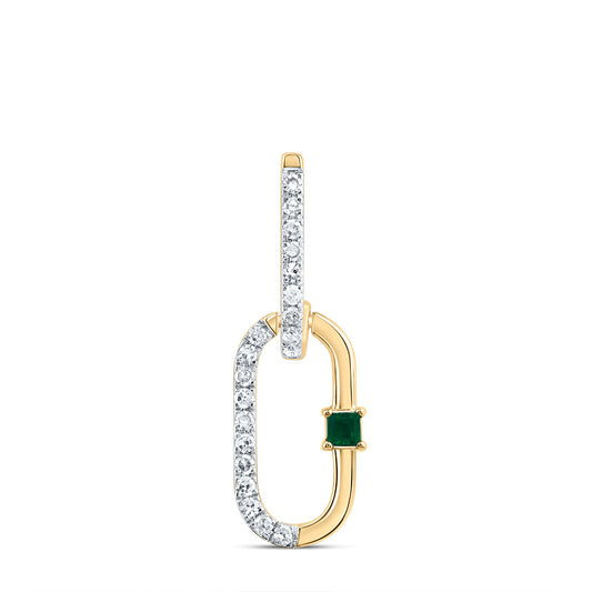 0.11 Ctw Natural Diamond Paperclip Link Dangle Pendant in 14k Yellow Gold