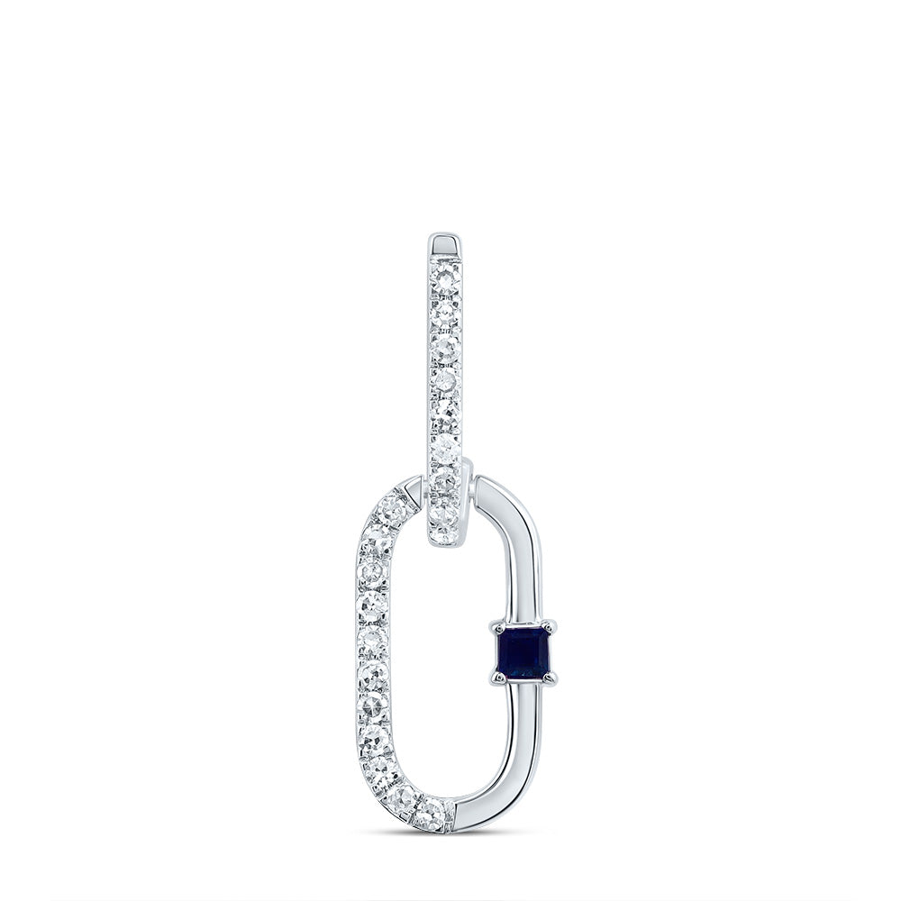 0.12 Ctw Natural Diamond Paperclip Link Dangle Pendant in 14k White Gold