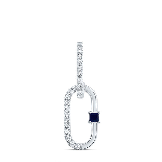 0.12 Ctw Natural Diamond Paperclip Link Dangle Pendant in 14k White Gold