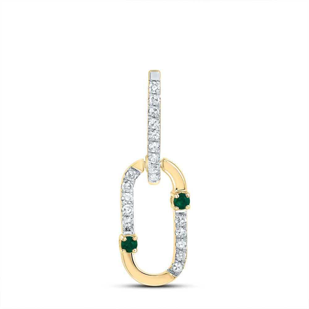 0.1 Ctw Natural Diamond Paperclip Link Dangle Pendant in 14k Yellow Gold