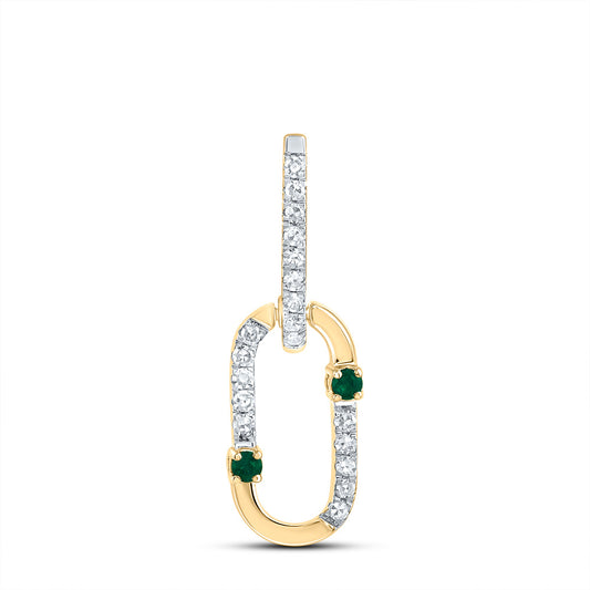 0.1 Ctw Natural Diamond Paperclip Link Dangle Pendant in 14k Yellow Gold