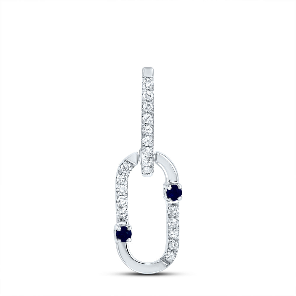 0.11 Ctw Natural Diamond Paperclip Link Dangle Pendant in 14k White Gold