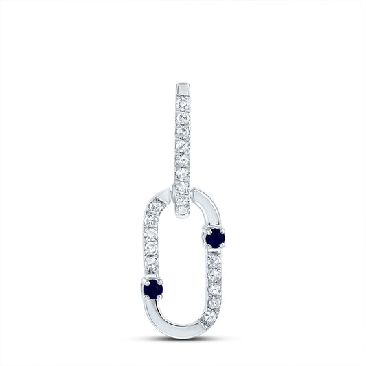 0.11 Ctw Natural Diamond Paperclip Link Dangle Pendant in 14k White Gold