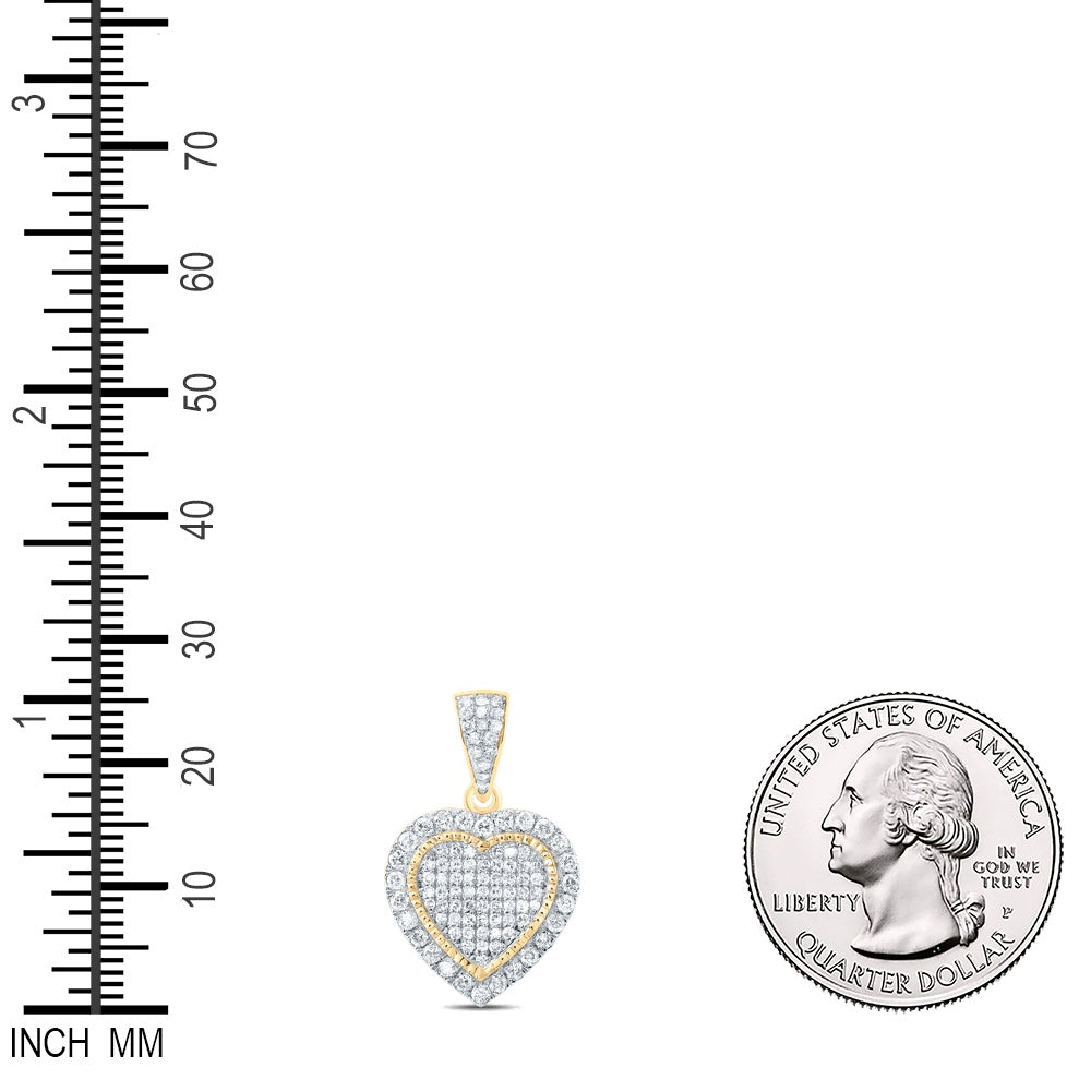 0.83 Ctw Natural Diamond Cluster Heart Pendant in 10k Yellow Gold