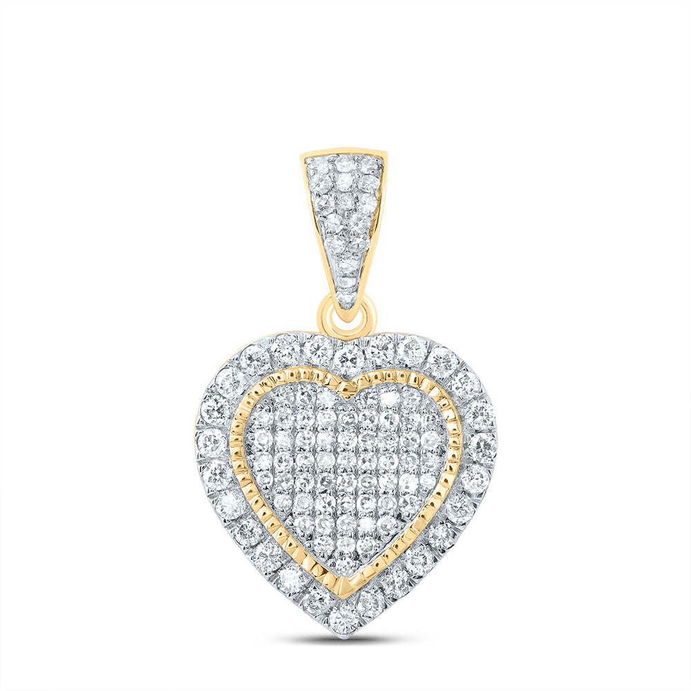 0.83 Ctw Natural Diamond Cluster Heart Pendant in 10k Yellow Gold