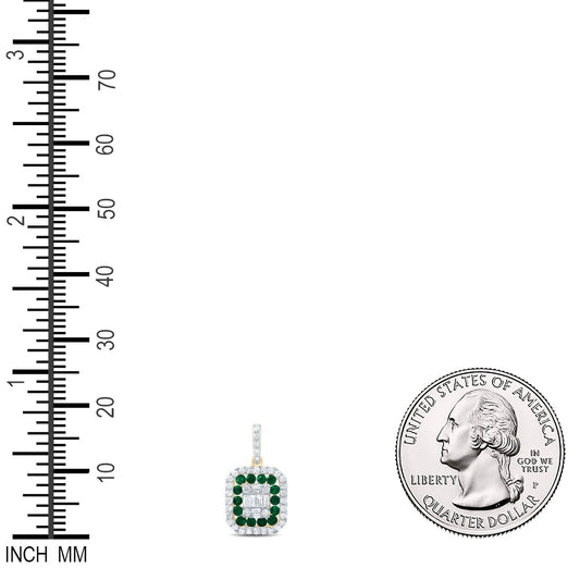 0.6 Ctw Natural Diamond Red Octagon Shaped Pendant in 14k Yellow Gold
