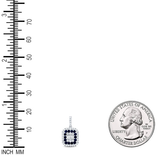 0.62 Ctw Natural Diamond Blue Octagon Shaped Pendant in 14k White Gold