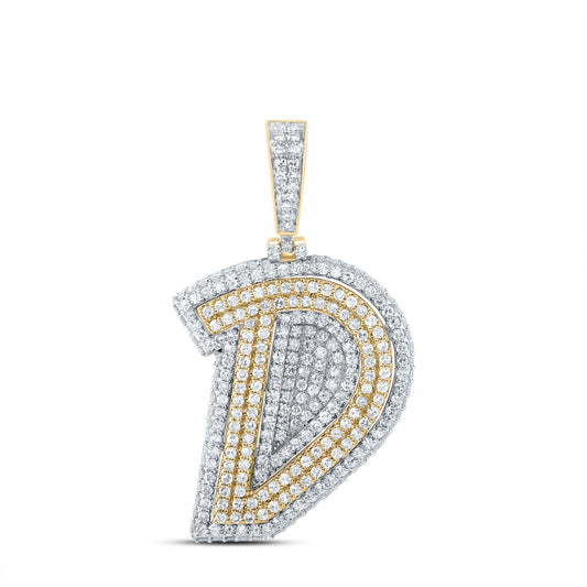 1.39 Ctw Natural Diamond Hiphop Initial Letter D Pendant in 10k Yellow Gold