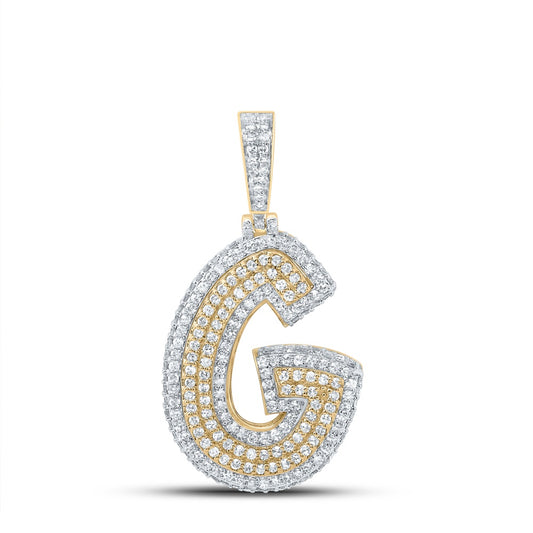 1.16 Ctw Natural Diamond Hiphop Initial Letter G Pendant in 10k Yellow Gold