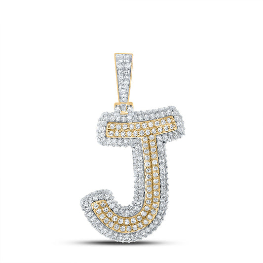 1.28 Ctw Natural Diamond Hiphop Initial Letter J Pendant in 10k Yellow Gold