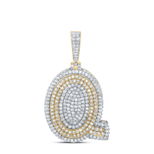 1.48 Ctw Natural Diamond Hiphop Initial Letter Q Pendant in 10k Yellow Gold