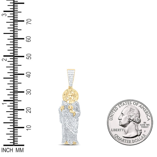 1.48 Ctw Natural Diamond Full Body Jesus Pendant in 10k Yellow Gold