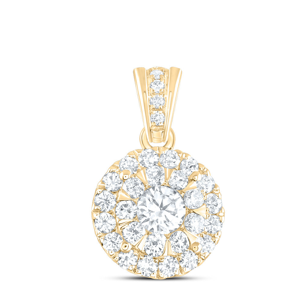 0.7 Ctw Natural Diamond Fashion Gift Round Shaped Pendant in 14k Yellow Gold