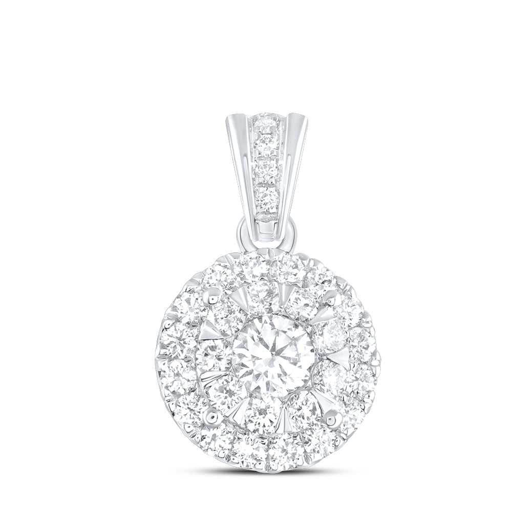 0.7 Ctw Natural Diamond Fashion Gift Round Shaped Pendant in 14k White Gold