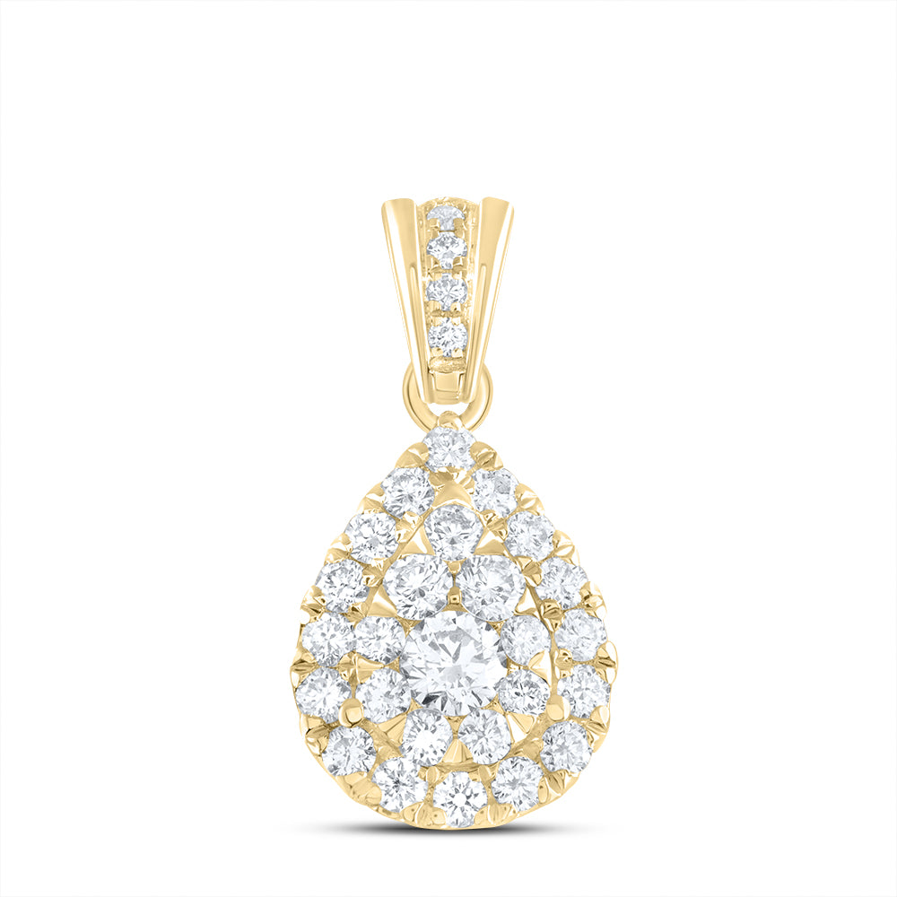 0.63 Ctw Natural Diamond Teardrop Gift Pendant in 14k Yellow Gold