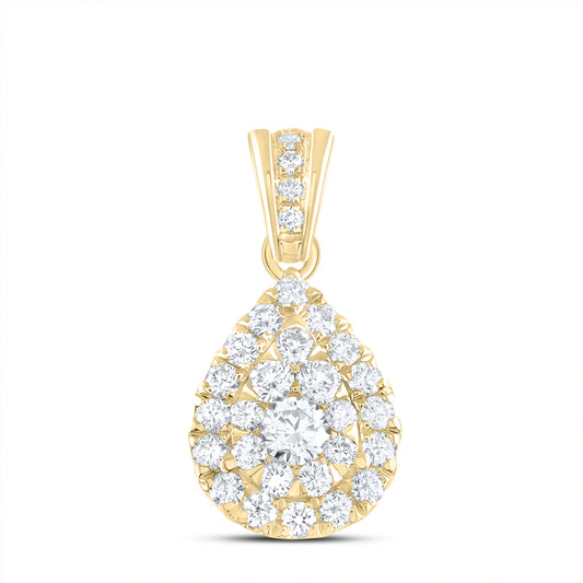 0.63 Ctw Natural Diamond Teardrop Gift Pendant in 14k Yellow Gold