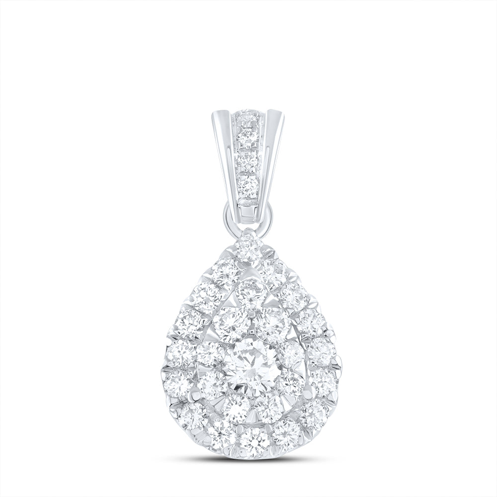0.63 Ctw Natural Diamond Teardrop Gift Pendant in 14k White Gold