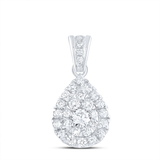 0.63 Ctw Natural Diamond Teardrop Gift Pendant in 14k White Gold