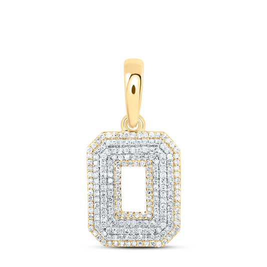 0.61 Ctw Natural Diamond Hiphop Initial Letter O Pendant in 10k Yellow Gold