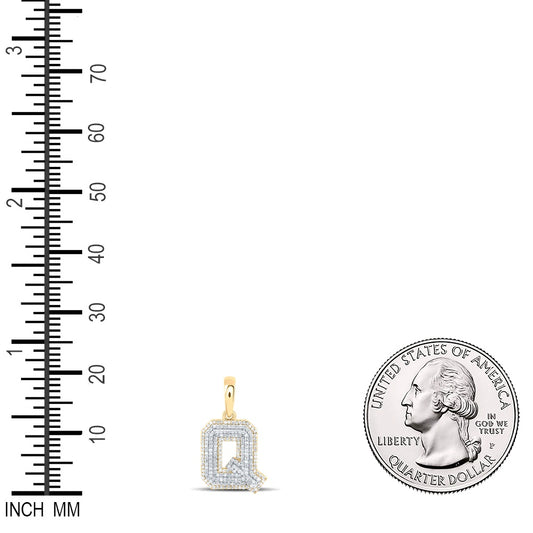 0.67 Ctw Natural Diamond Hiphop Initial Letter Q Pendant in 10k Yellow Gold