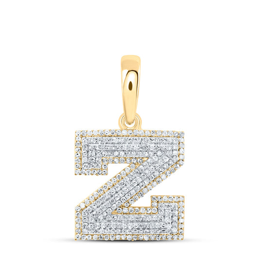 0.78 Ctw Natural Diamond Hiphop Initial Letter Z Pendant in 10k Yellow Gold