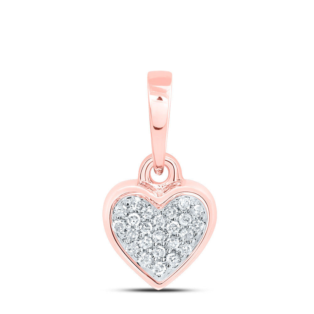 0.06 Ctw Natural Diamond Cluster Heart Pendant in 10k Rose Gold