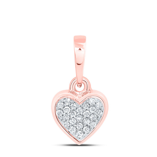 0.06 Ctw Natural Diamond Cluster Heart Pendant in 10k Rose Gold