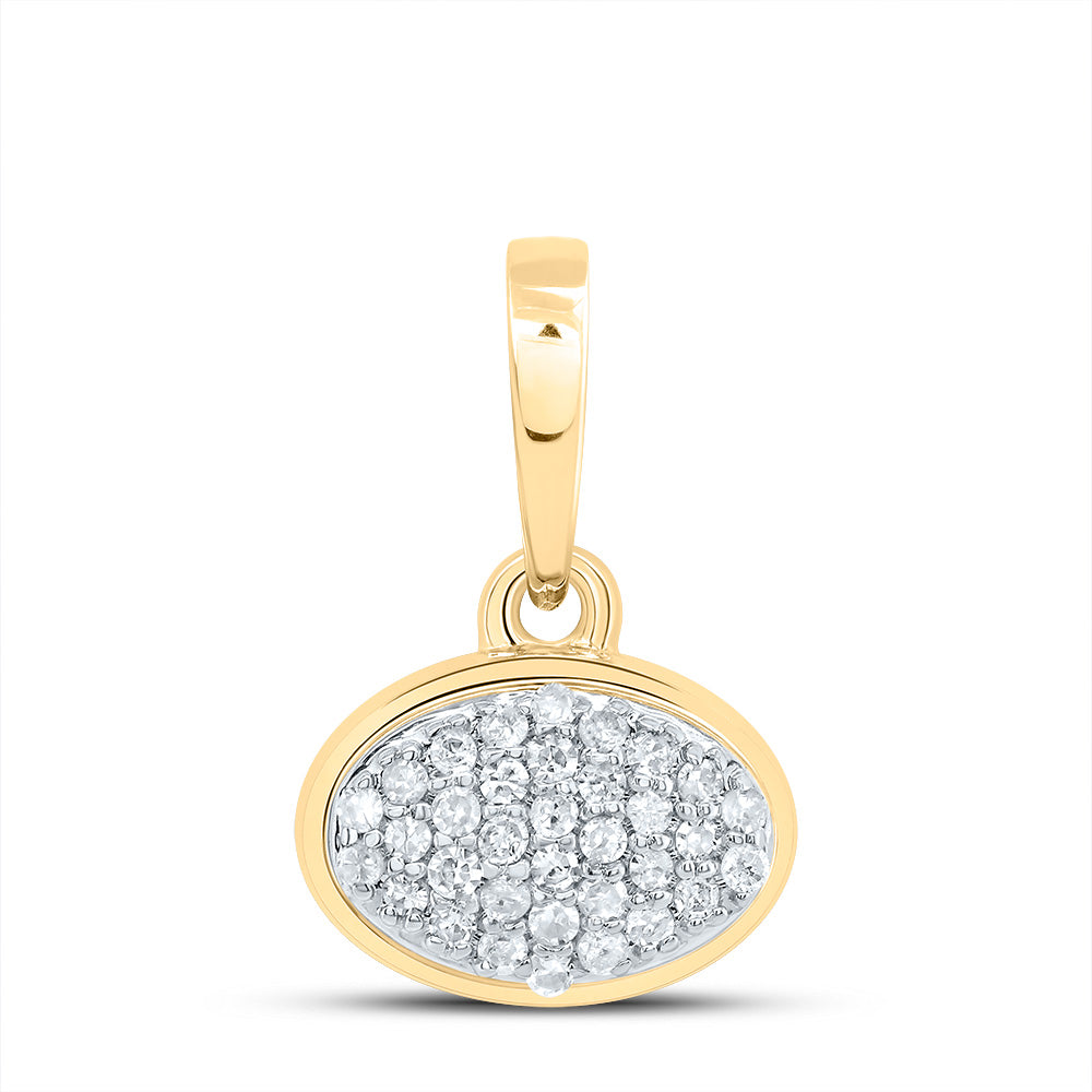 0.09 Ctw Natural Diamond Cluster Oval Pendant in 10k Yellow Gold
